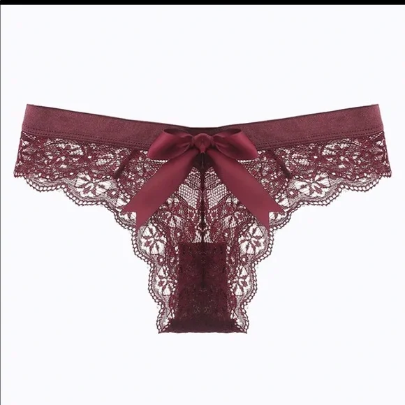 (Last 2) Sexy lace bow thong transparent panty in SAGE GREEN lace - Picture 4 of 15